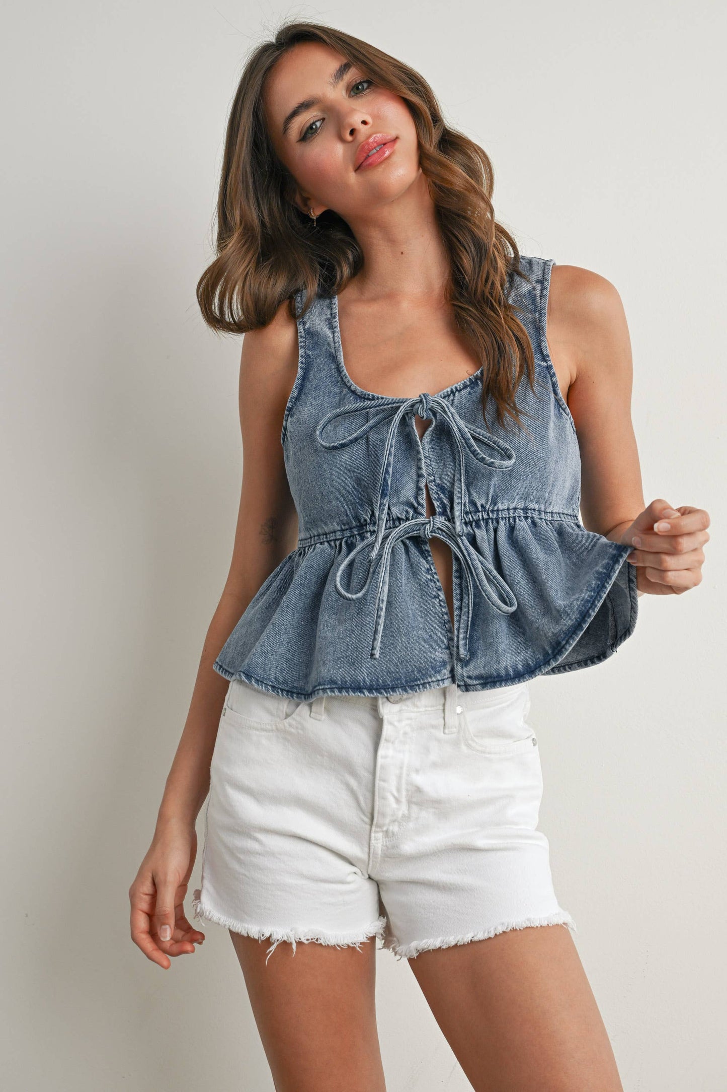 Sweet Ruffle Denim Top