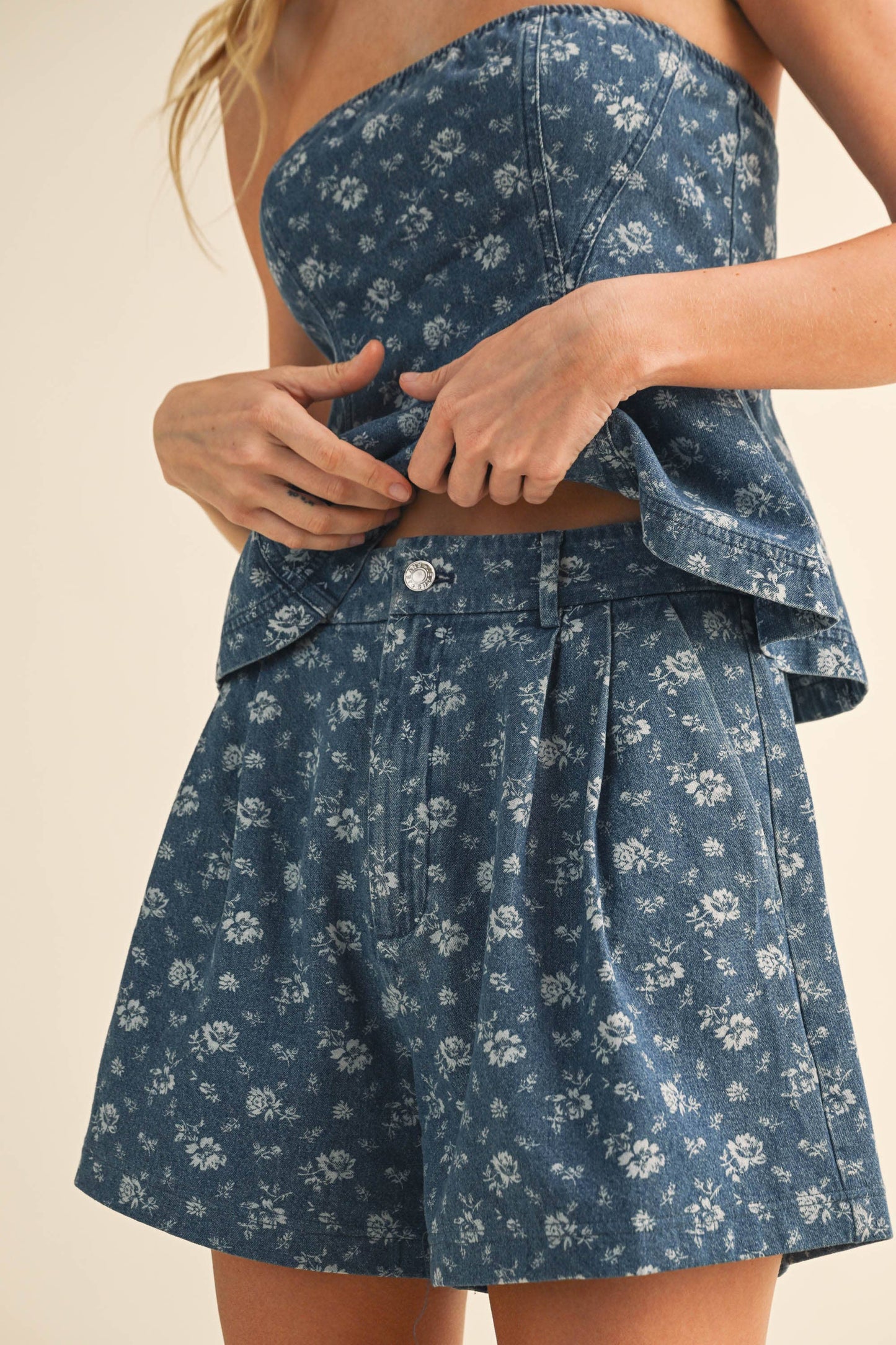 Bloom Denim Short Set
