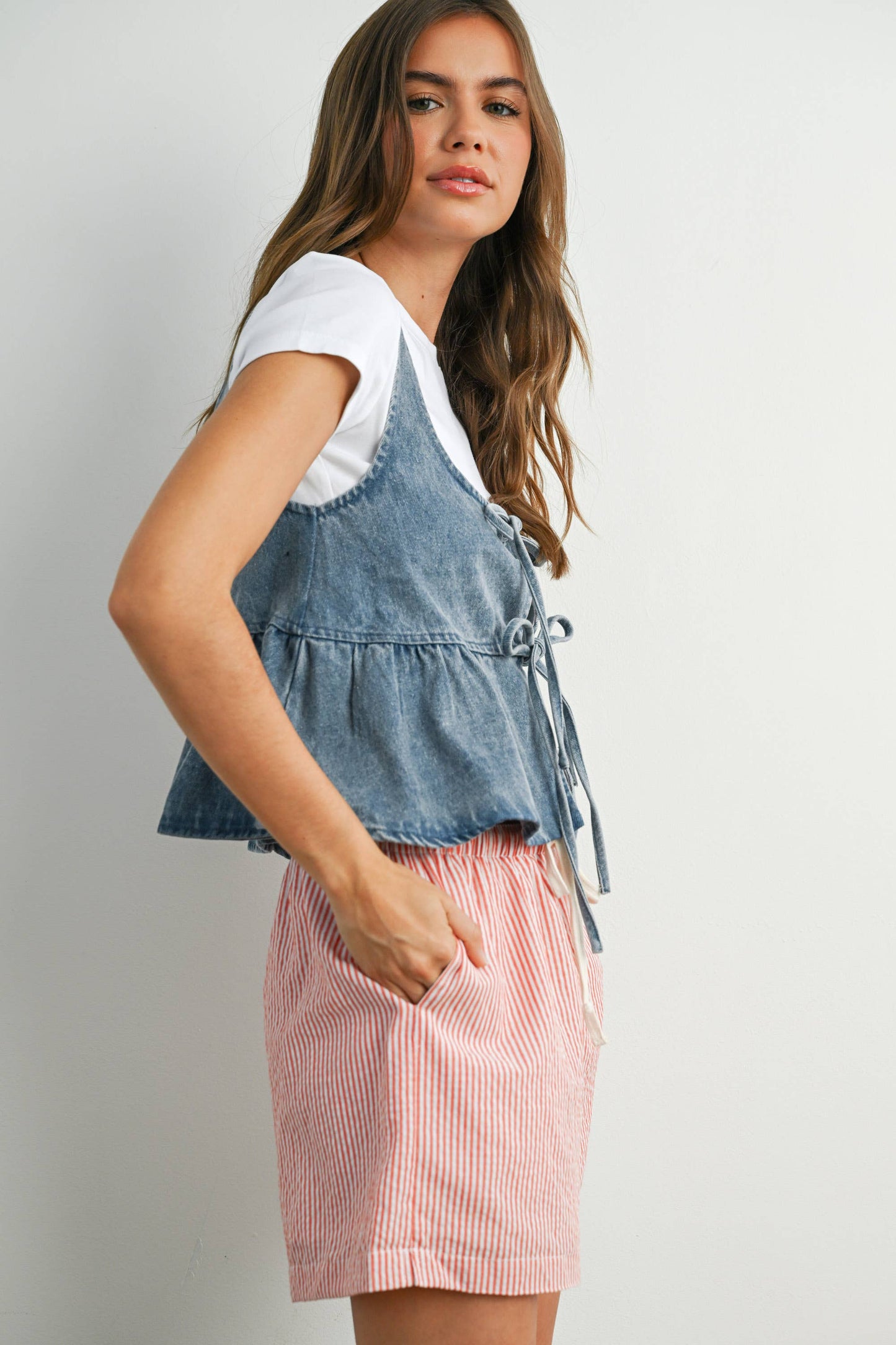 Sweet Ruffle Denim Top