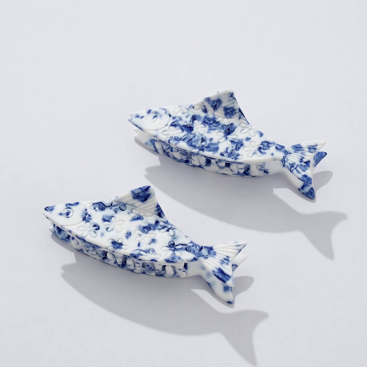 Coastal Blue Floral Fish Clip