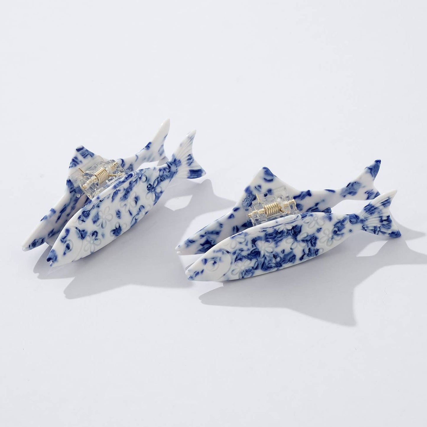 Coastal Blue Floral Fish Clip